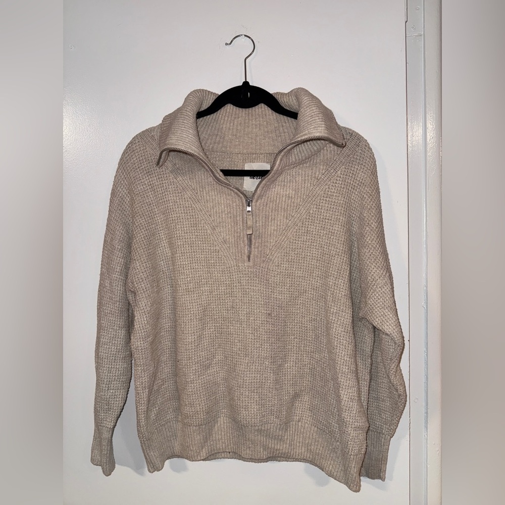 Aerie CozyUp Waffle Quarter Zip Sweater - Picture 2 of 4